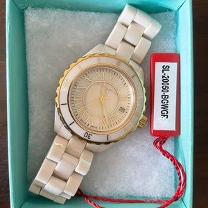 Swiss Legend eggshell/pearl face watch- brand new